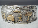 Fascinating Vintage Native American Navajo Sterling Silver Storyteller Bracelet Old-Nativo Arts