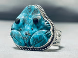 Important Hand Carved Toad Vintage Native American Navajo Sterling Silver Ring-Nativo Arts