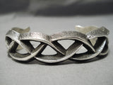 Important Native American Navajo Sterling Silver Aaron Anderson Sterling Silver Woven Bracelet-Nativo Arts