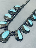 One Of The Best Signed Vintage Native American Navajo Turquoise Sterling Silver Necklace-Nativo Arts