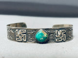 Early Vintage Native American Navajo Whirling Logs Royston Turquoise Coin Silver Bracelet-Nativo Arts