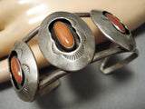 Magnificent Vintage Native American Navajo Oval Stamped Boxes Sterling Silver Bracelet Old-Nativo Arts