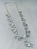 Native American Signed Dancing Kokopelli Vintage Navajo Sterling Silver Necklace-Nativo Arts