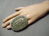 One Of The Biggest Navajo Gaspeite Sterling Silver Native American Ring-Nativo Arts
