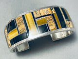 One Of A Kind Native American Navajo Tigers Eye Jet Sterling Silver Bracelet-Nativo Arts