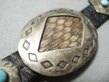 Very Rare Snakeskin Vintage Native American Navajo Turquoise Sterling Silver Concho Belt-Nativo Arts