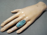 Completely Hand Carved Horse Turquoise Sterling Silver Ring-Nativo Arts
