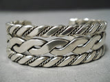 Coil Genius Native American Navajo Sterling Silver Hand Woven Bracelet Havy Cuff-Nativo Arts