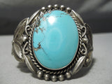 Rare Vintage Native American Navajo Blue Diamond Turquoise Sterling Silver Bracelet-Nativo Arts
