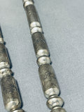 Important Leo Nez Vintage Native American Navajo Tubule Master Sterling Silver Necklace-Nativo Arts