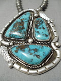 One Of The Biggest Best Vintage Native American Navajo Bisbee Turquoise Sterling Silver Necklace-Nativo Arts