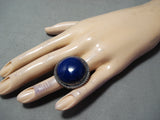 Astounding Vintage Navajo Lapis Sterling Silver Ring Native American-Nativo Arts