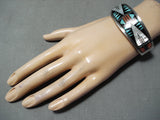 Native American Eleanor Weeka Vintage Zuni Turquoise Sterling Silver Thick Bracelet-Nativo Arts