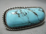Huge Vintage Native American Navajo 2 Finger Blue Diamond Turquoise Sterling Silver Ring-Nativo Arts