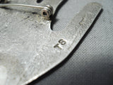 Fascinating Vintage Navajo Native American Sterling Silver Hand Pin Pendant-Nativo Arts