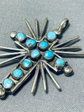 Coral And Turquoise Cross Vintage Native American Navajo Sterling Silver Pendant-Nativo Arts