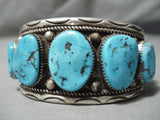 Tremendous Vintage Native American Navajo Traditional Turquoise Sterling Silver Bracelet-Nativo Arts