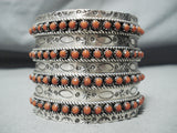 Colossal Signed Coral Snake Eyes Native American Zuni Sterling Silver Bracelet-Nativo Arts