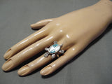 Impressive Vintage Zuni Native American Inlay Turquoise Sterling Silver Ring-Nativo Arts