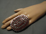 One Of The Biggest Ever Native American Navajo Coral Sterling Silver Ring-Nativo Arts