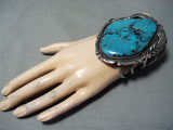 One Of Biggest Best Vintage Native American Navajo Morenci Turquoise Sterling Silver Bracelet-Nativo Arts