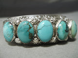 Heavy Thick Native American Navajo Domed Spiderweb Turquoise Sterling Silver Bracelet-Nativo Arts