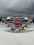 The Best Native American Navajo Hand Spun Sterling Silver Coral Butterfly Ring-Nativo Arts