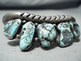 Rare Vintage Native American Navajo Pilot Mountain Turquoise Sterling Silver Bracelet Old-Nativo Arts