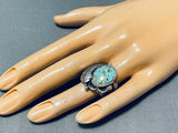 Sensational Native American Navajo 8 Turquoise Sterling Silver Leaf Ring-Nativo Arts