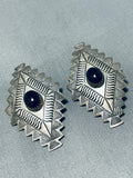 One Of The Most Unique Vintage Native American Navajo Onyx Sterling Silver Earrings-Nativo Arts