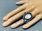 Pretty Vintage Native American Navajo Mother Of Pearl Sterling Silver Ring-Nativo Arts
