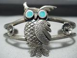 Early Rare Vintage Native American Navajo Owl Turquoise Sterling Silver Bracelet-Nativo Arts