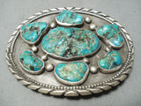 Important Early Vintage Native American Navajo Orville Tsinnie Turquoise Sterling Silver Buckle-Nativo Arts