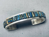 Native American Important Vintage Apache Rainbow Turquoise Sterling Silver Bracelet Signed-Nativo Arts