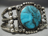 Opulent Vintage Native American Navajo Blue Diamond Turquoise Sterling Silver Bracelet Old-Nativo Arts