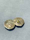 Important 14k Gold Vintage Native American Navajo Lyndon Tsosie Inlay Earrings-Nativo Arts