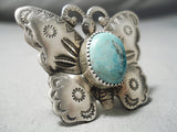 Impressive Native American Navajo Royston Turquoise Sterling Silver Butterfly Ring-Nativo Arts