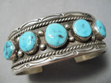 Dynamic Vintage Native American Navajo Turquoise Sterling Silver Bracelet Old-Nativo Arts