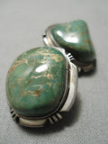 Chunky Vintage Native American Navajo Royston Turquoise Sterling Silver Earrings Old-Nativo Arts