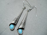 Fabulous Native American Navajo Sleeping Beauty Turquoise Sterling Silver Earrings-Nativo Arts