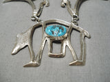 Important Native American Navajo Turquoise Betsoi Family Sterling Silver Necklace-Nativo Arts