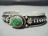 Native American Important Albert Jake 14k Gold Carico Lake Turquoise Sterling Silve Rbracelet-Nativo Arts
