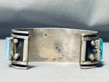 Opulent Vintage Native American Navajo Squared Turquoise Sterling Silver Bracelet-Nativo Arts