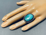Vivid Ice Blue Vintage Native American Navajo Turquoise Sterling Silver Ring-Nativo Arts