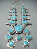 Jerry Nelson Vintage Native American Navajo Turquoise Sterling Silver Squash Blossom Necklace-Nativo Arts