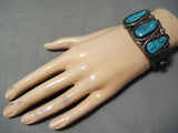 Thick Heavy Vintage Native American Navajo Old Morenci Turquoise Sterling Silver Bracelet-Nativo Arts