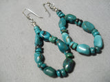 Amazing Vintage Native American Navajo Damale Turquoise Sterling Silver Earrings-Nativo Arts