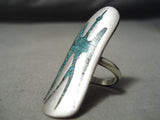So Artistic Vintage Native American Navajo Long Bird Turquoise Sterling Silver Native Ring Old-Nativo Arts