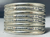 8 Rail Vintage Native American Navajo Hand Tooled Sterling Silver Bracelet Old-Nativo Arts