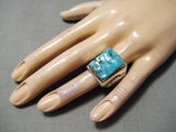 Unbelievable Vintage Native American Navajo Kingman Turquoise Sterling Silver Ring Old-Nativo Arts